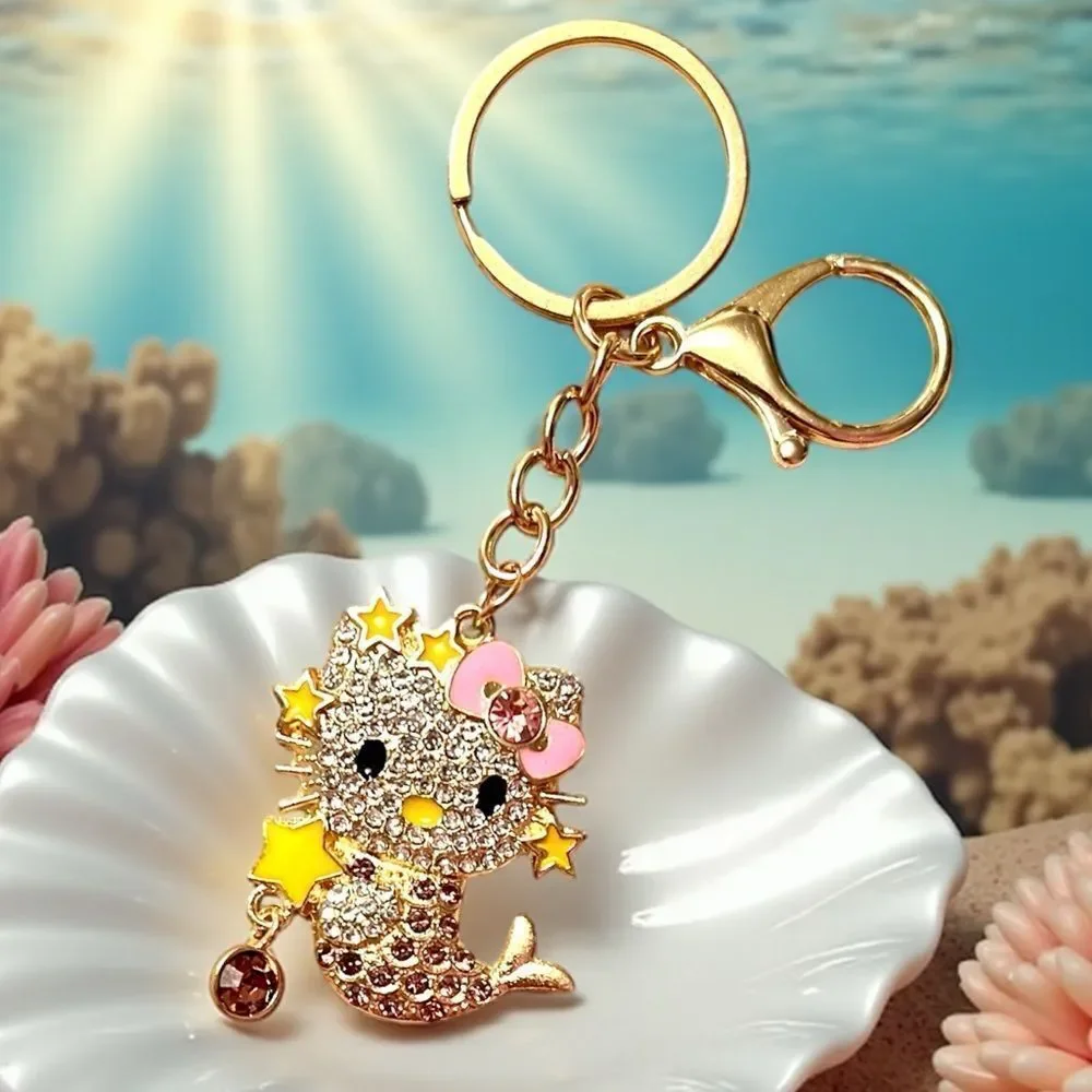 Hello Kitty Mermaid Purple Crystal Keychain Bag Charm